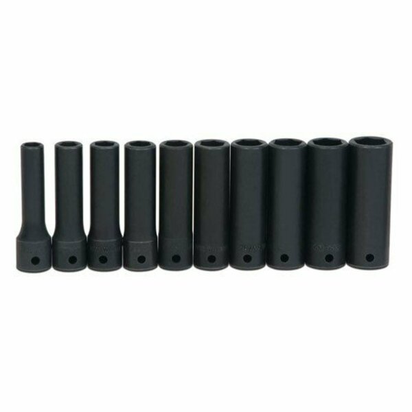 Williams Socket Set, 10 Pieces, 1/2 Inch Dr, Impact, 1/2 Inch Size JHWMS1410HRC